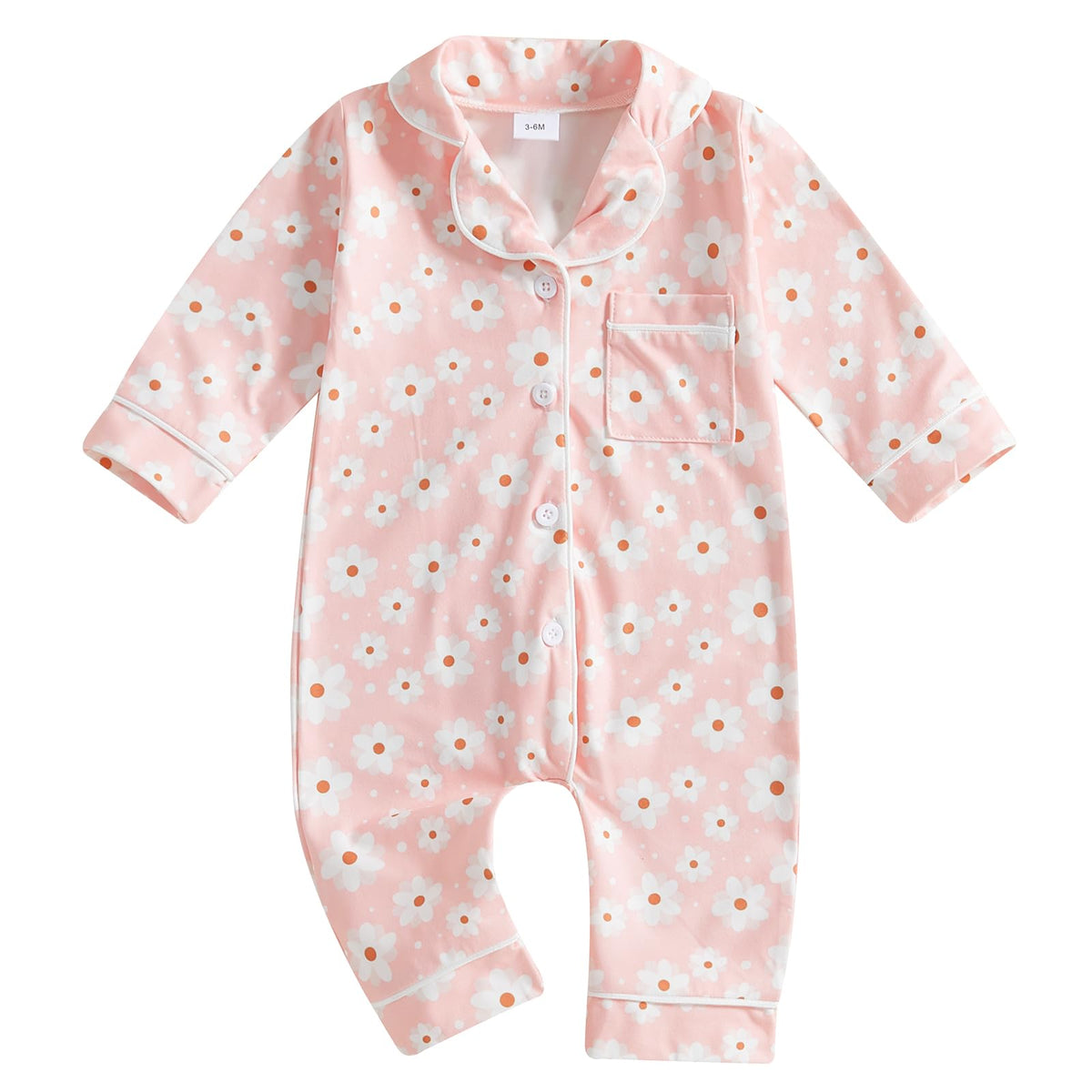 Balaflyie Baby Girl Button Down Pajamas Romper One-Piece Jumpsuit Long Sleeve Sleeper Infant Sleepwear (Christmas Tree&Cream,12-18 Months)