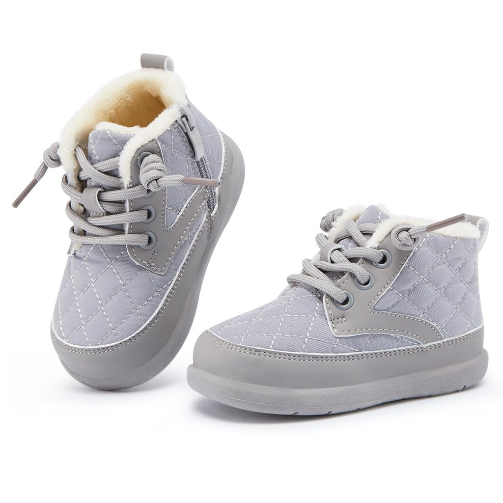BMCiTYBM Baby Snow Boots Boy Girl Waterproof Infant Winter Warm Booties Nonslip Lightweight Outdoor Shoes for First Walkers Grey Size 12-18 Months Infant