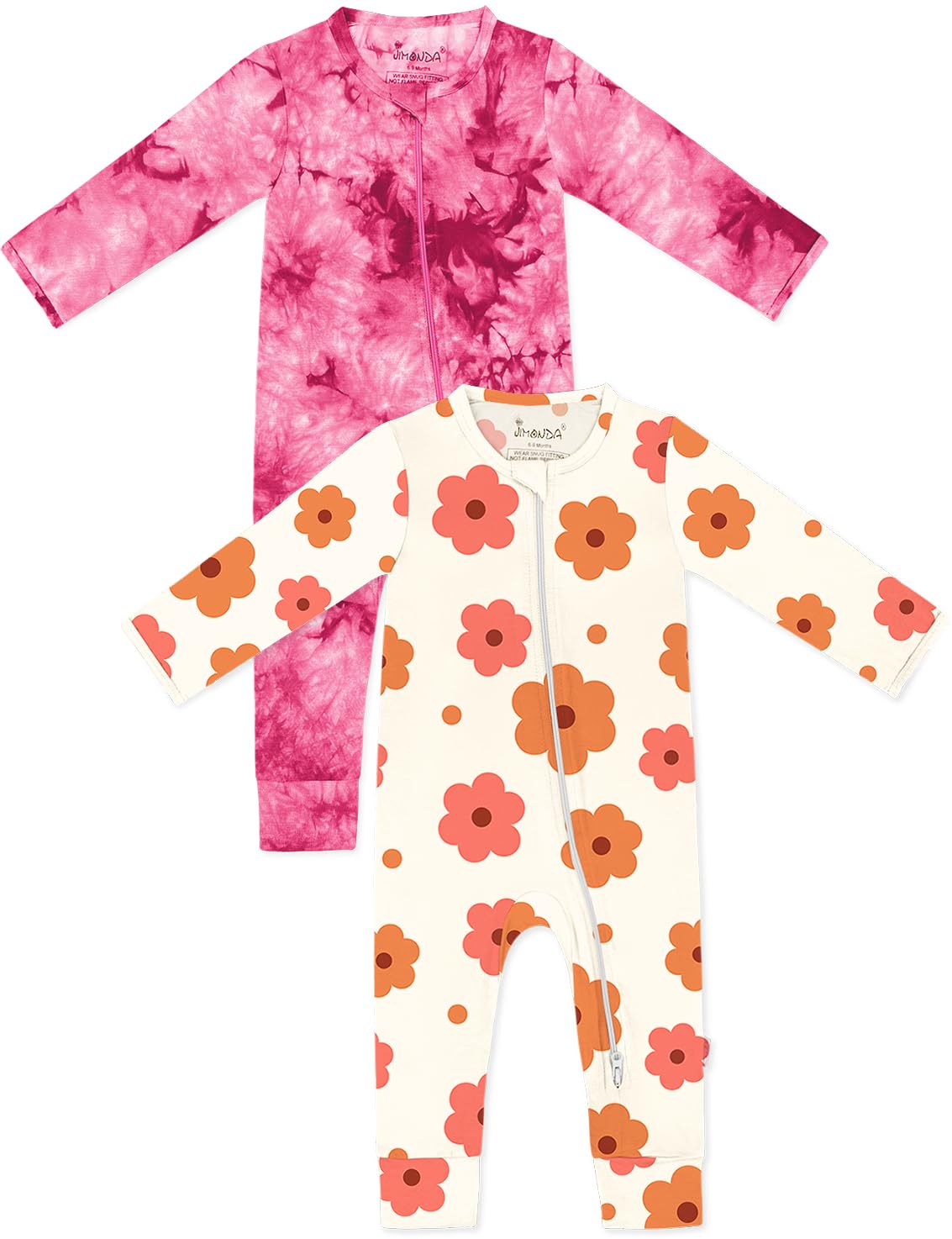 Jimonda Baby Girl Boys Bamboo Rayon Pajamas,Footless Pjs(Flower&Rose,0-3 M)