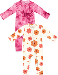 Jimonda Baby Girl Boys Bamboo Rayon Pajamas,Footless Pjs(Flower&Rose,12-18 M)