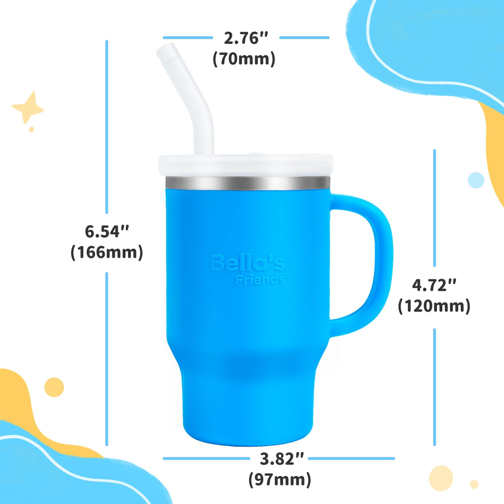 Handy Mini Tumbler, 9 oz Sippy Cups for Toddlers 1-3, Stainless Interior, Leak‑Proof Toddler Cups, Birthday Gifts for 1 Year Old Girls Boys, Baby Girl Daycare Essentials with Name Stickers, 2 Pack