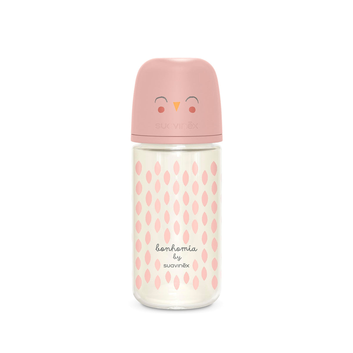 Suavinex Bonhomia Glass Baby Bottle with SX PRO Silicone Nipple, Anti Colic Baby Bottles, Baby Bottles for Breastfed Babies, Slow Flow, 0mo, 4oz, Beige