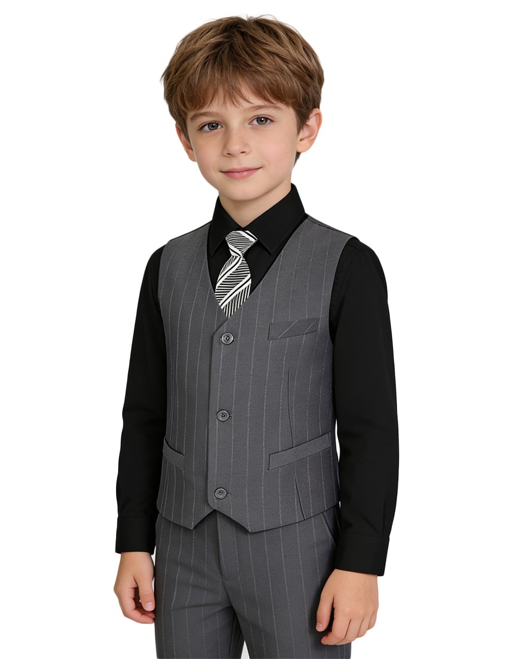 Boys Suit Set for Kids Formal Tuxedo Suits for Wedding, Grey, 4T