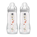 MAM Easy Active Baby Bottles 11oz, Fast Flow Skinsoft Silicone Nipple with Wide Neck Ergonomic Design, Easy to Hold, BPA-Free, Bottles with Leak-Proof Caps for 4+ Months Baby