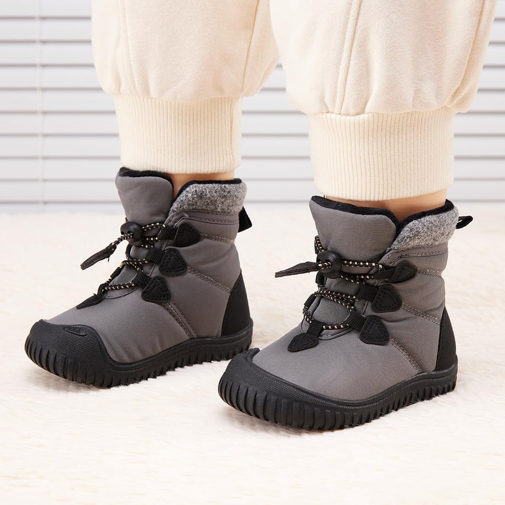 BMCiTYBM Baby Snow Winter Boots Boys Girls Infant Shoes Anti-Slip 6 9 12 18 24 Months Faux Fur Grey Size 6-12 Months Infant