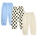 MYGBCPJS Baby Boys Girls 3 Pack Cotton Linen Long Bloomers Ankle Length Trousers Kids Lightweight Elastic Waist Harem Pants