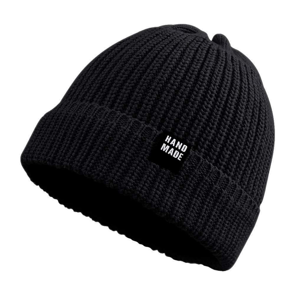 JANGANNSA Simple Knitted Baby Beanie Hip-Hop Boys Winter Hat Toddler Kids Bonnet for Girls 0-5Y (Black,L)