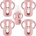 4-Pack Silicone Sleeves with Handles for Avent Glass Bottles, 8 OZ, Pink