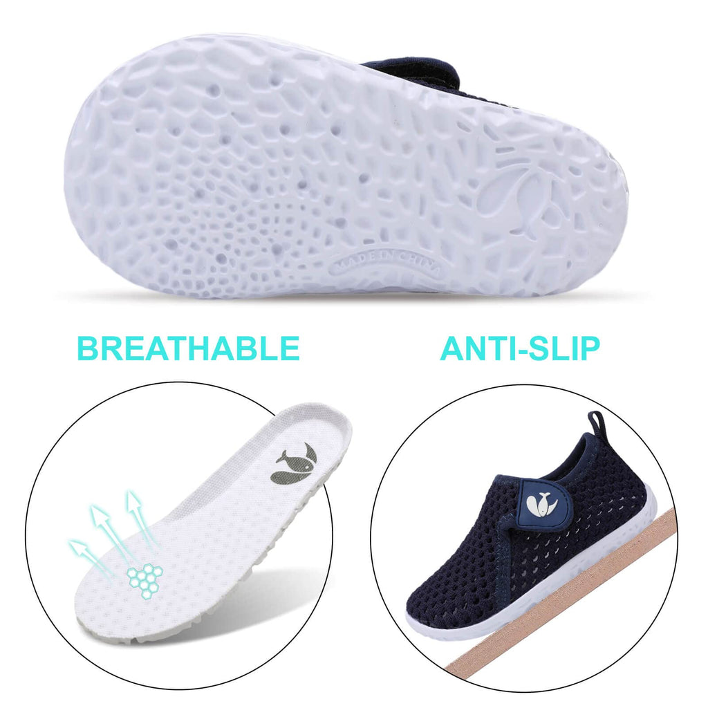 JOINFREE Kid Toddler Non Slip Quick Dry Water Shoes Aqua Socks Sneakers for Beach Pool Boys Girls Mesh Navy Blue 2.5-3 Years Toddler