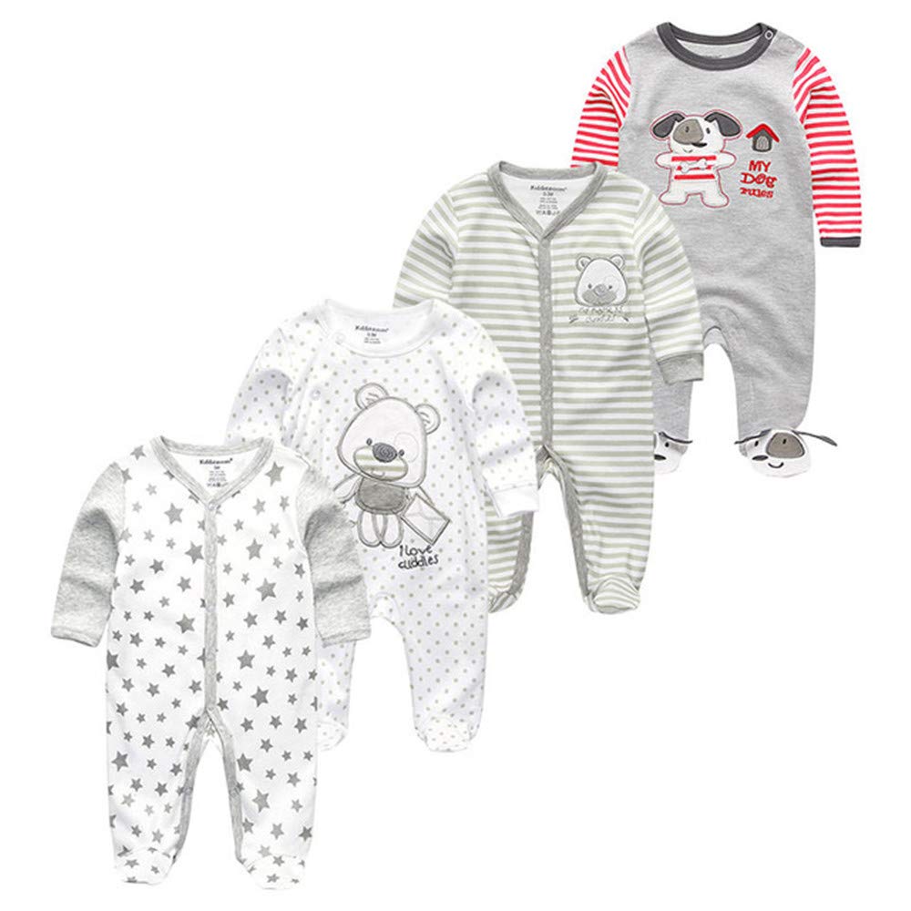 Kiddiezoom Baby and Toddler Boys'Snug Fit Footed One-Piece Romper Jumpsuit Cotton Footed Outfit