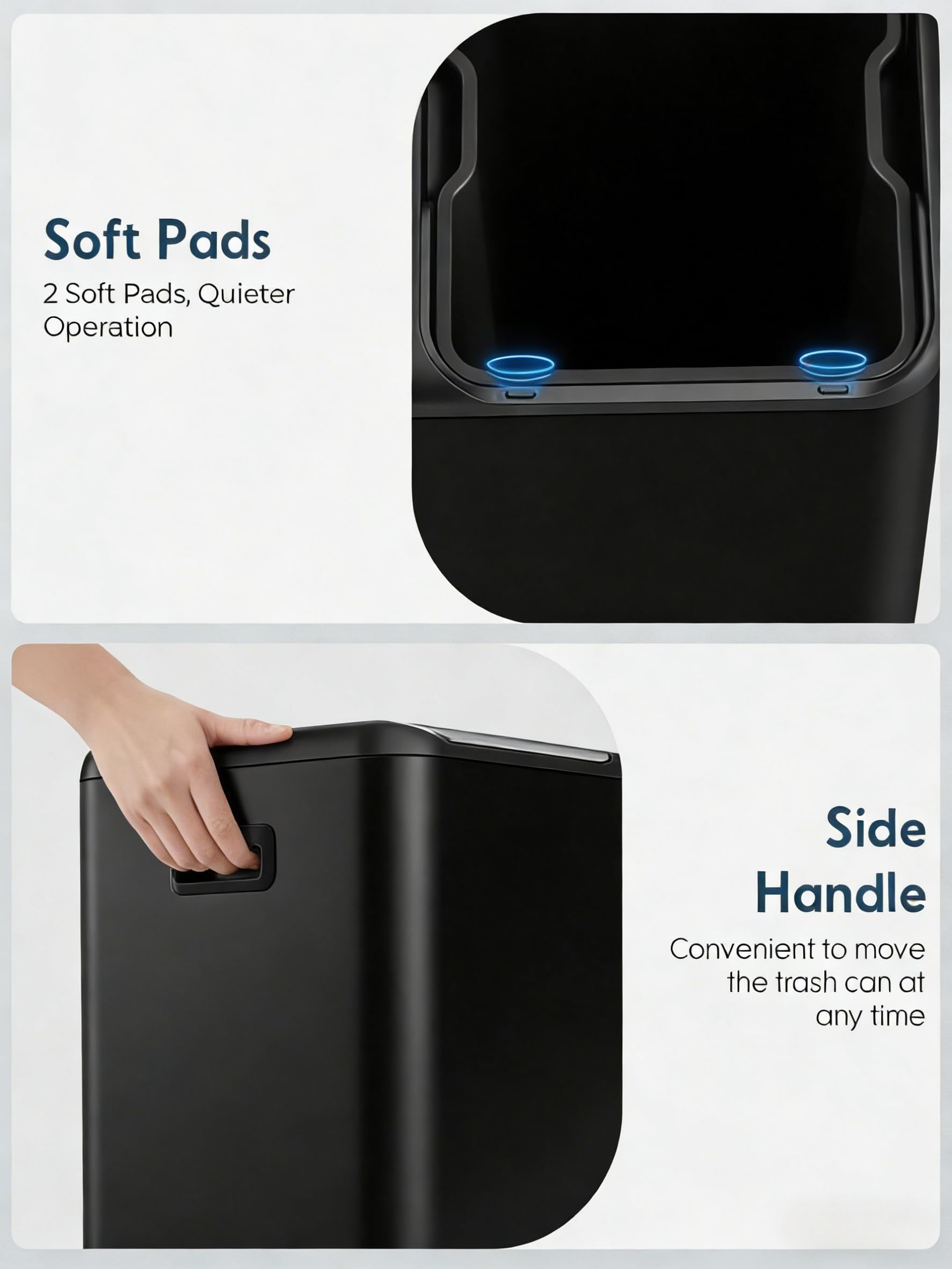 Arlopu 16Gal Dual Trash Can w/2 Built-in Box for Odor Control