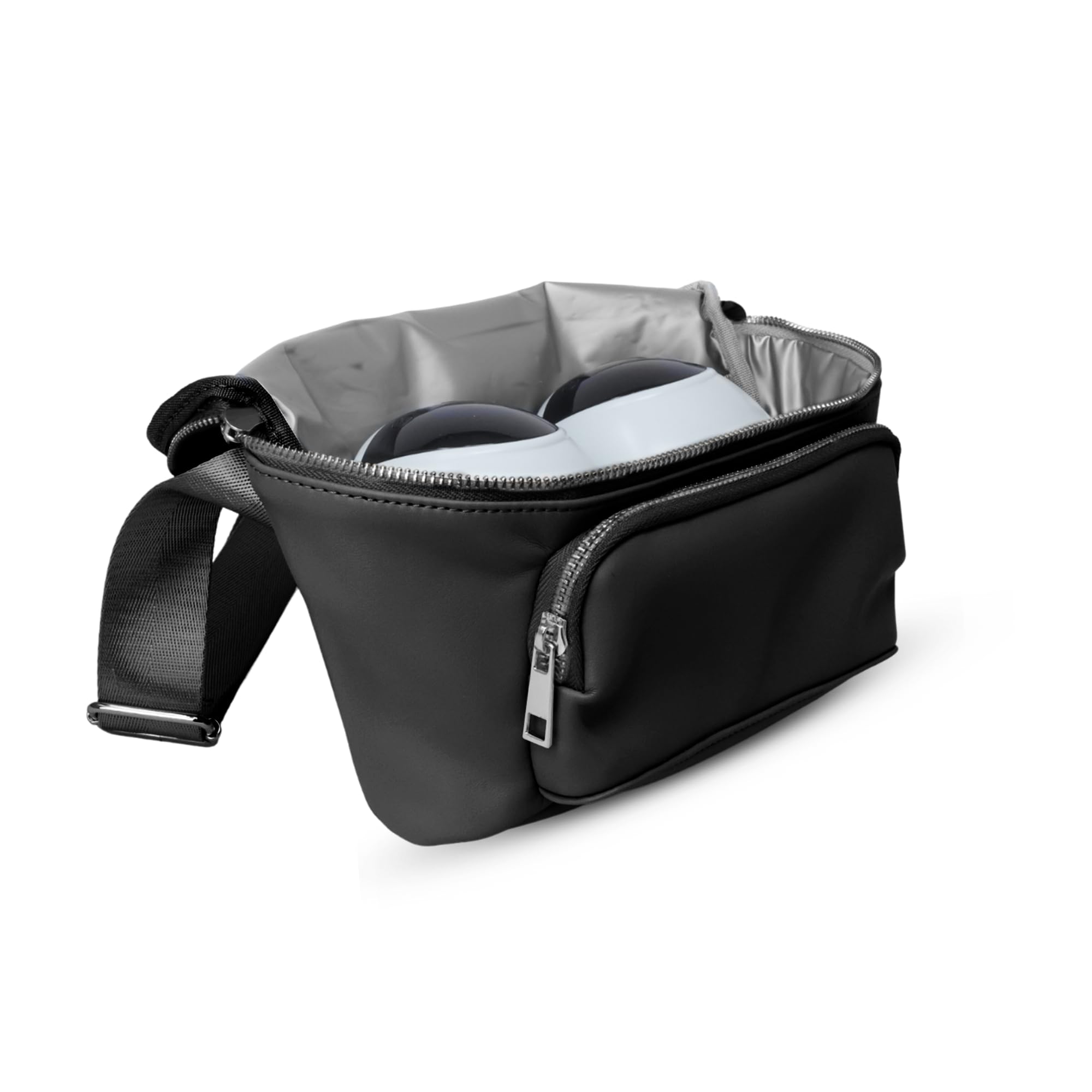 Zomee Fit Wearable Breast Pump, Hands Free, Portable,Discrete Electric Double Breast Pump Holds 5 oz -Wireless 2+ Hours of Battery Leak Proof Anti Backflow - Fanny Pack with Diaper Chaning Pad (Black)