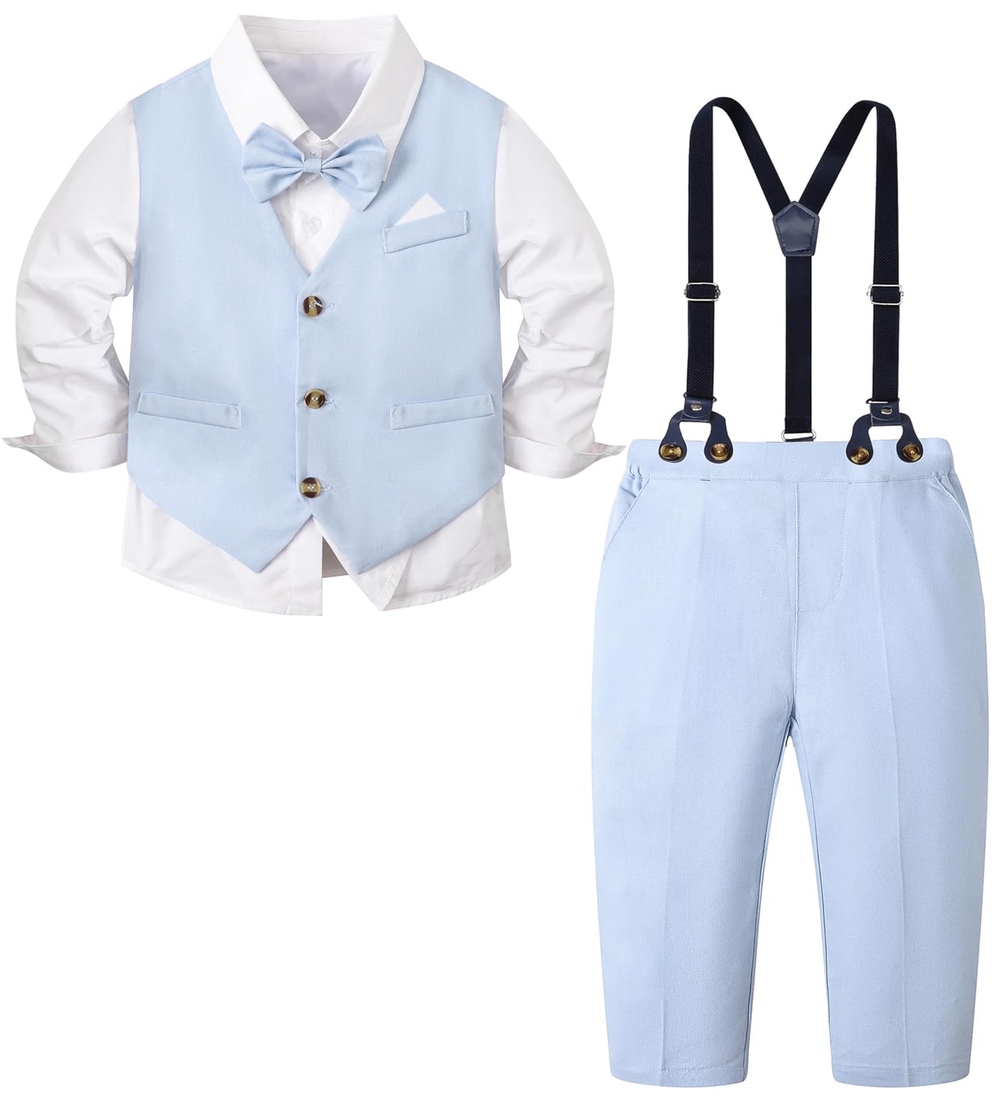 SANGTREE Boys Cotton Linen Formal Suit Linen Blue 2-3T=Tag 110