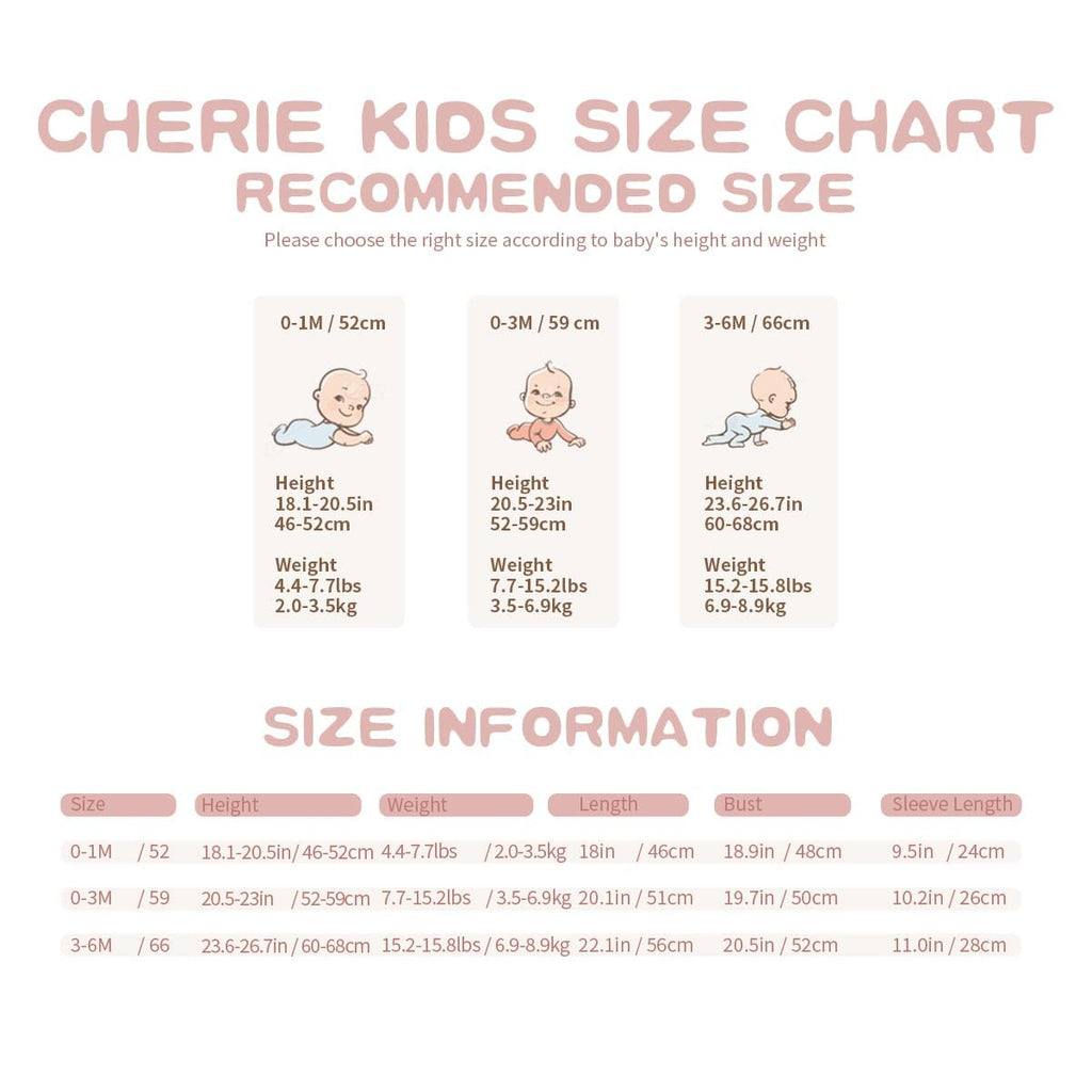 Cherie Kids Organic Cotton 0-6M Unisex Newborn Baby Sleepers Pajamas