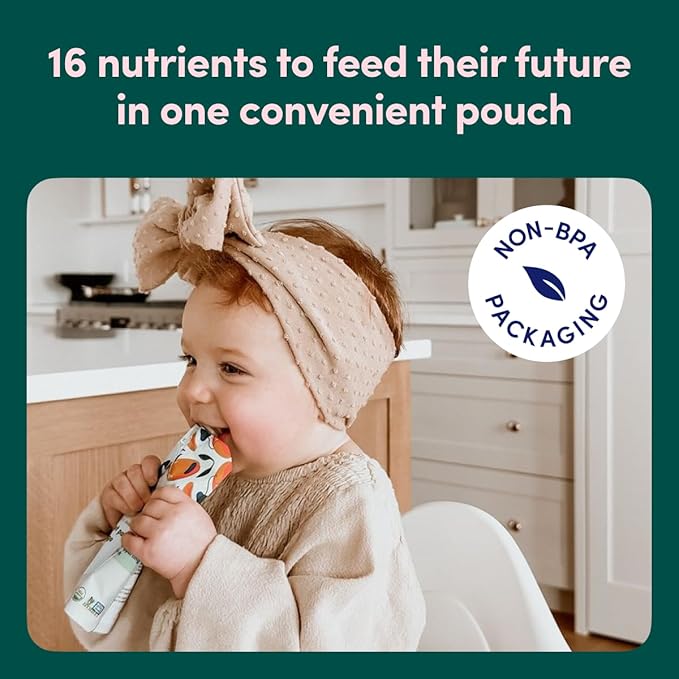 Cerebelly Organic Baby Food Pouches, Kale Sweet Potato Apple Purees, 16 Nutrients, No Added Sugar, Fiber & Non-GMO, 4oz, 12 Pack