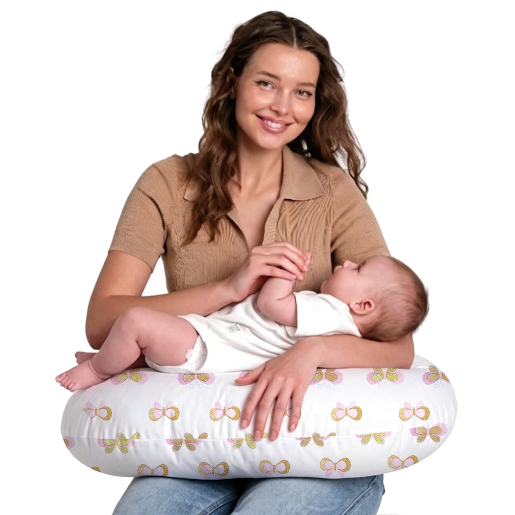 Little Grape Land Nursing Pillow for Infants, Breastfeeding Pillows, Baby Pillow for Nursing, Bottle Feeding with Machine Washable Cover & Breathable Filling