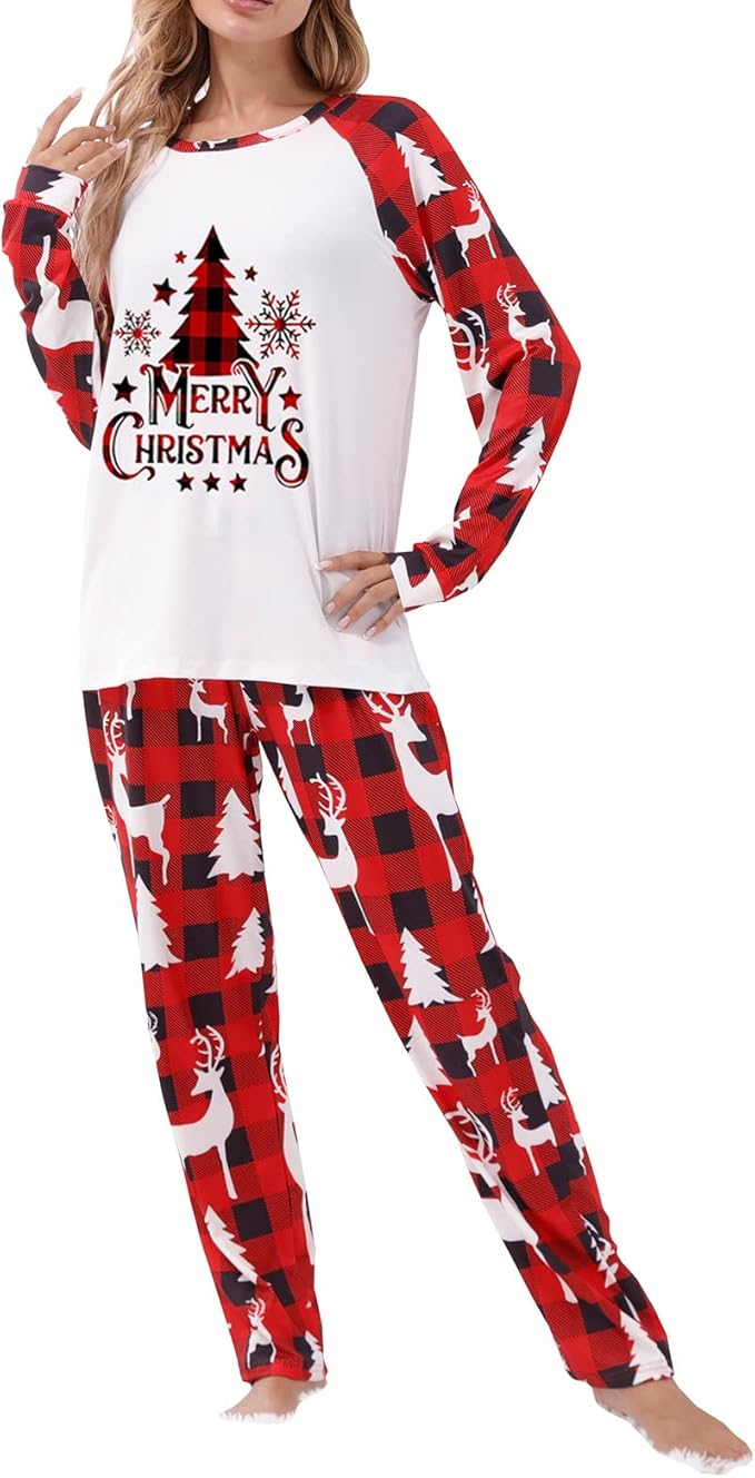 Awoscut Family Christmas Pajamas Matching Pajamas for Family, Xmas PJs Sets Holiday Sleepwear