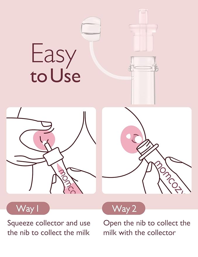 Momcozy Colostrum Collector Reusable Breast Milk Collector with Storage Case and Cotton Wipe, Portable Colostrum Container BPA Free, Multi-Use Collector 5ml-6pcs
