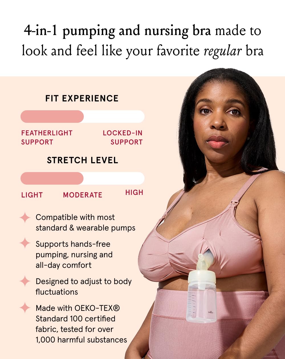 Bodily Do Anything Nursing Bra for Breastfeeding & Hands-Free Pumping, XL