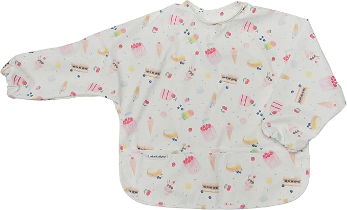 Loulou Lollipop Long Sleeve Bib for Babies & Toddlers – Waterproof, Wipeable, Easy to Clean, Spill Proof Full Sleeve Feeding Bib with Adjustable Fit, 6-36 Months Old - Ditsy Floral