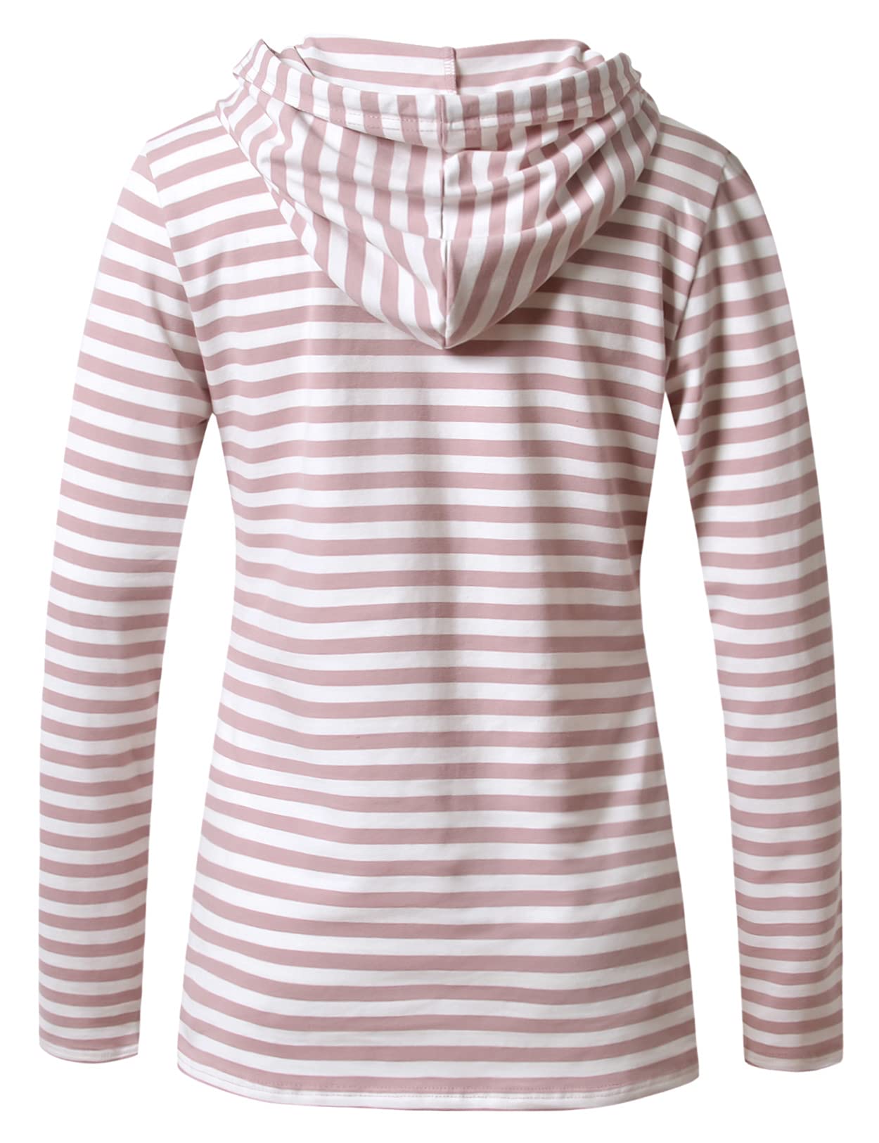 GINKANA Women's Maternity Sweatshirt Long Sleeves Breastfeeding Hoodies Stripes for Pregnant Women,Pink with White Stripes,M