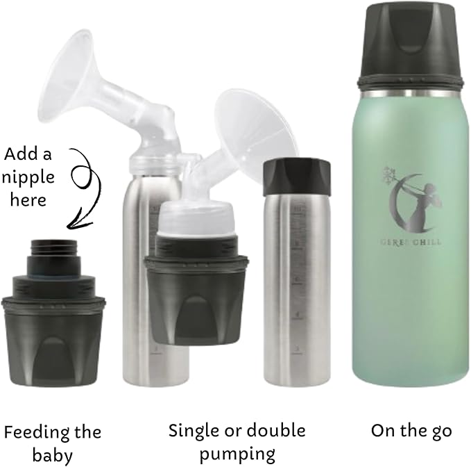 CERES CHILL OG Breastmilk Chiller Bundle with Straw Lid & Infuser – 12–34oz Portable Breast Milk Cooler & 2 Storage Bottles with Universal Pump Adapters – Don’t Call me Hon, Plum
