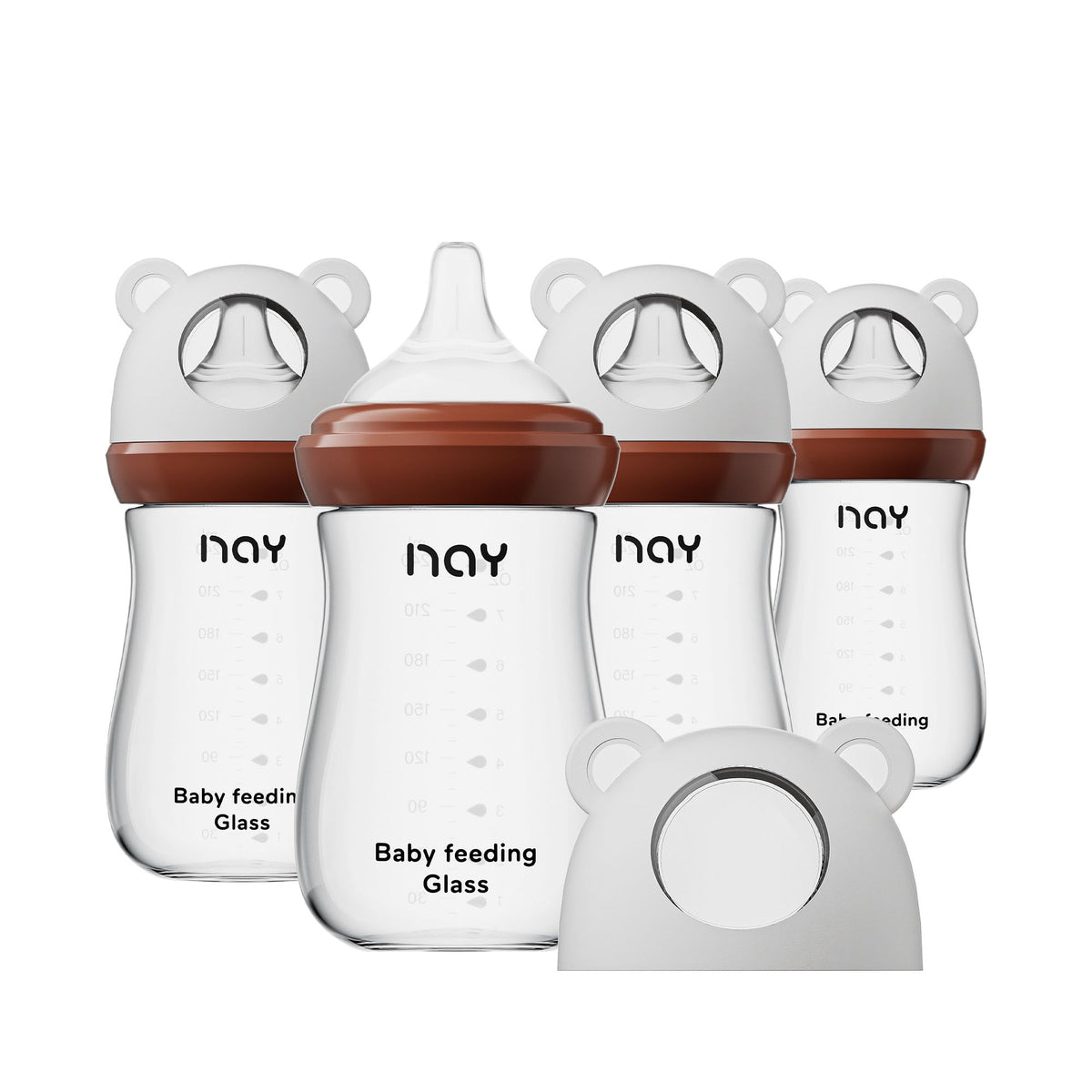 yanyoyo Natural Glass Baby Bottle for Breastfeeding Babies, 3oz Newborn Anti-Colic Baby Bottle with Slow Flow Nipples (SS), Clear, Wide Neck, 2 Pack, 0 Months+