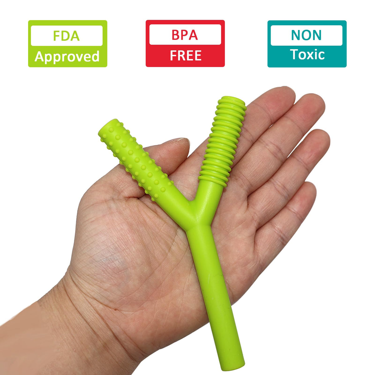 Teether Tubes for Babies 3-6 Months, 3 Pack Silicone Hollow Chew Tube Toy for Autistic Children, Y Shape Chewable Straw Baby Teether Toys for Infants Autism with Teething Nursing Biting Chewing