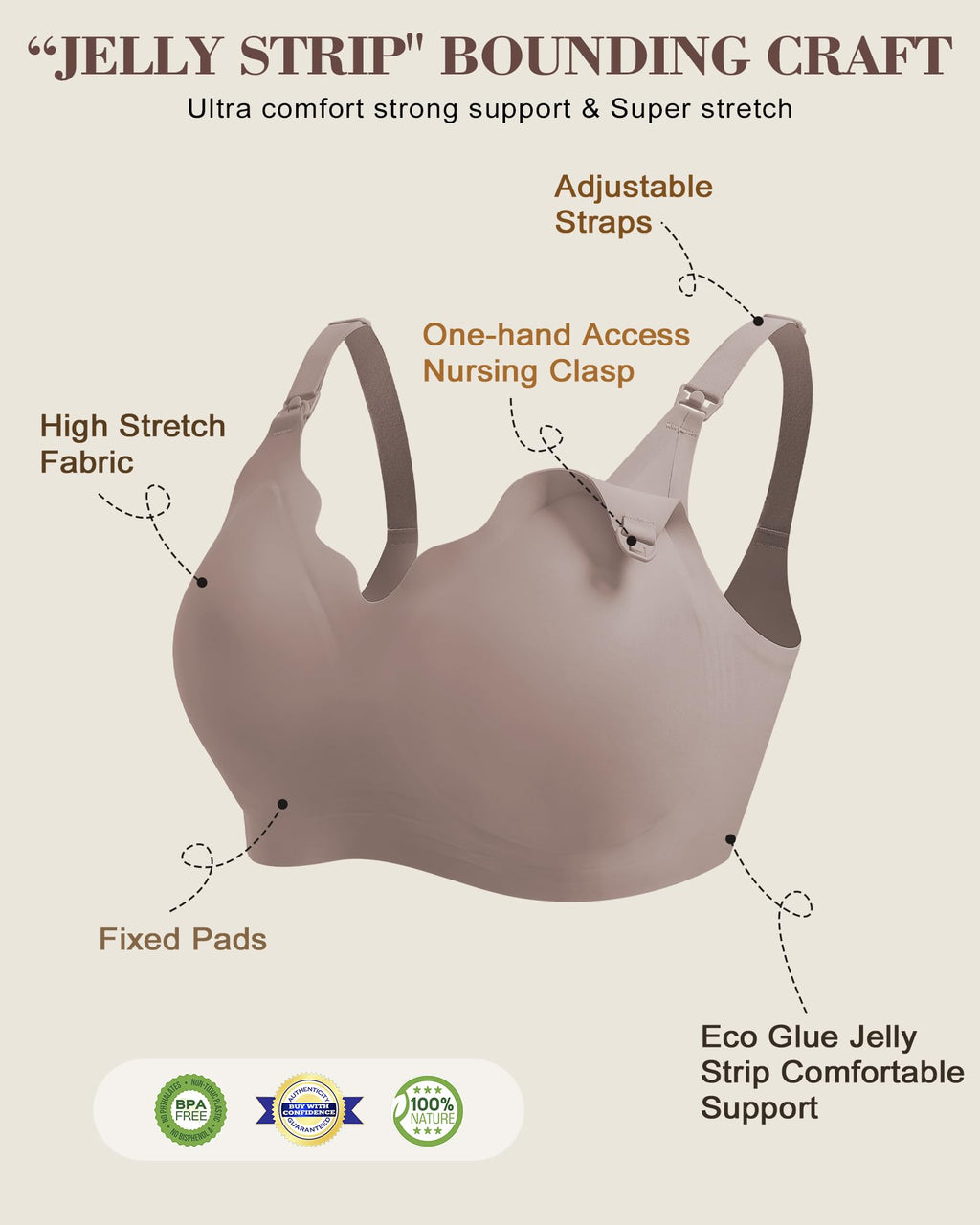 As Fairy Wireless Seamless Pumping Bra Hands Free Nursing Bra Wirefree Comfort Wearable Breast Pump Bras (Light Grey M Plus)
