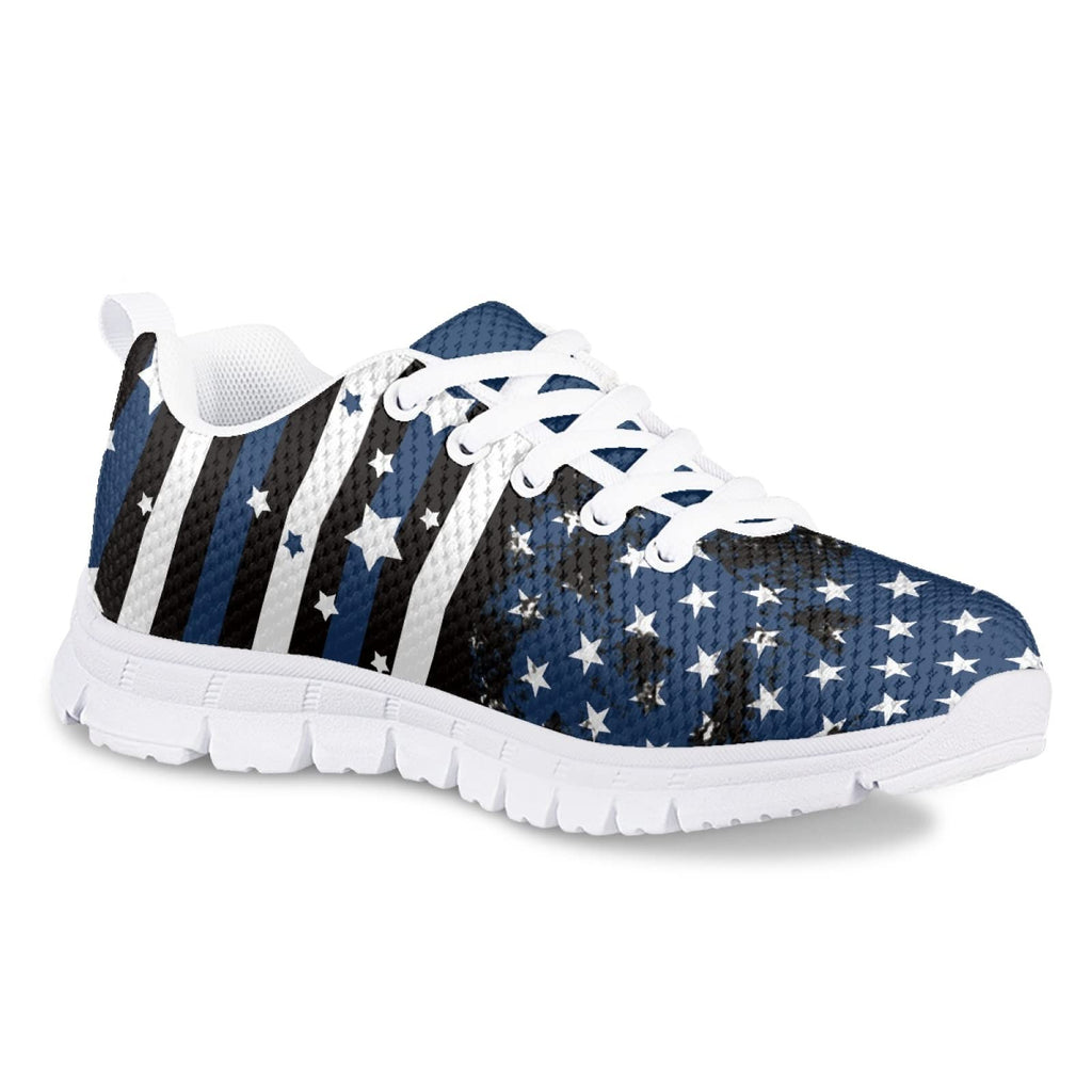 MARSVOVO Walking Shoes for Boy Girl Flexible Athletic Lightweight Breathable Girl Running Shoes Most Comfortable Classic Non Slip Play Travel Shoes Blue Black White Stars Striped Size 12 US