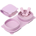 yahaa Foldable Baby Plates with Suction with Forks and Spoons, Purple