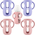 4 Silicone Sleeves with Handles for Avent Glass Bottles, 8 OZ, Mix Color