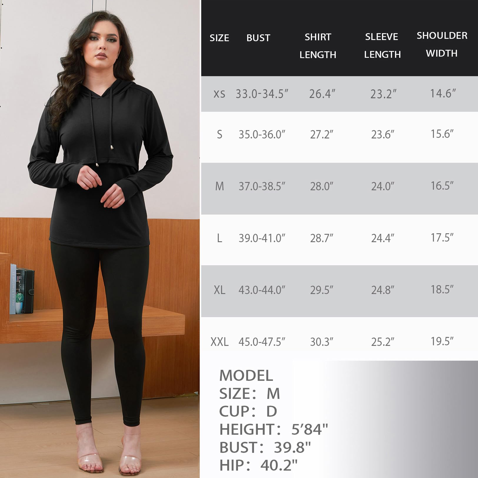 GINKANA Women's Nursing Hoodie Sweatshirt Long Sleeves Breastfeeding Maternity Shirts Casual Clothes Black