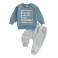 Sejardin Toddler Baby Boy Fall Winter Outfit Long Sleeve Letter Print Sweatshirts and Jogger Pants Infant Boy Clothes (Snacks Blue, 18-24 Months)