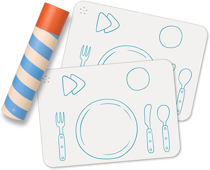 APLAINR Montessori Placemat for Kids, Silicone Mats for Toddlers, Table Setting Placemats for Children, Non Slip, 16 x 12 inch, Set of 2