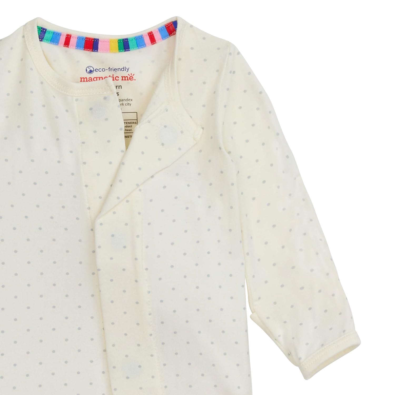 Magnetic Me Girls Modal Magnetic Baby Footie Pajamas | Silky Soft Modal Fabric | Pin Dot Cream | 3-6 Months
