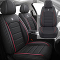 Leather Seat Cover for Ford Edge 2010-2026,Waterproof Soft Seat Covers,Interior Accessories Seat Covers Cushion Vehicle Protector Airbag Compatible(Black&Red,2PCS Front)