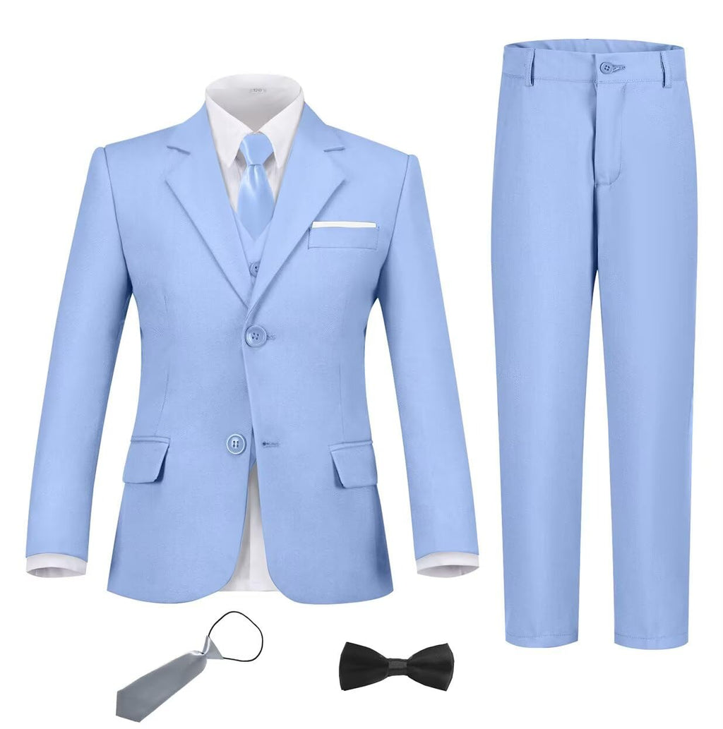 Boys Suit Slim 6 Piece Formal Kids Tux Suits Prom Boy Outfit Sky Blue 3
