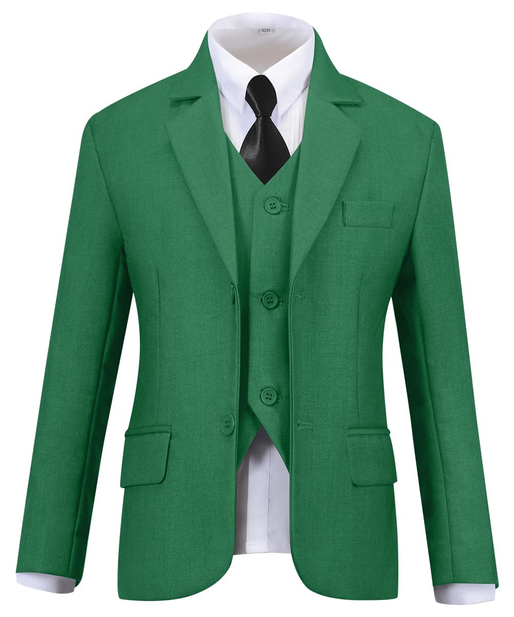 Kids Suit Formal Dress Tuxedo Suits for Boys Christmas Outfit Green Size 5
