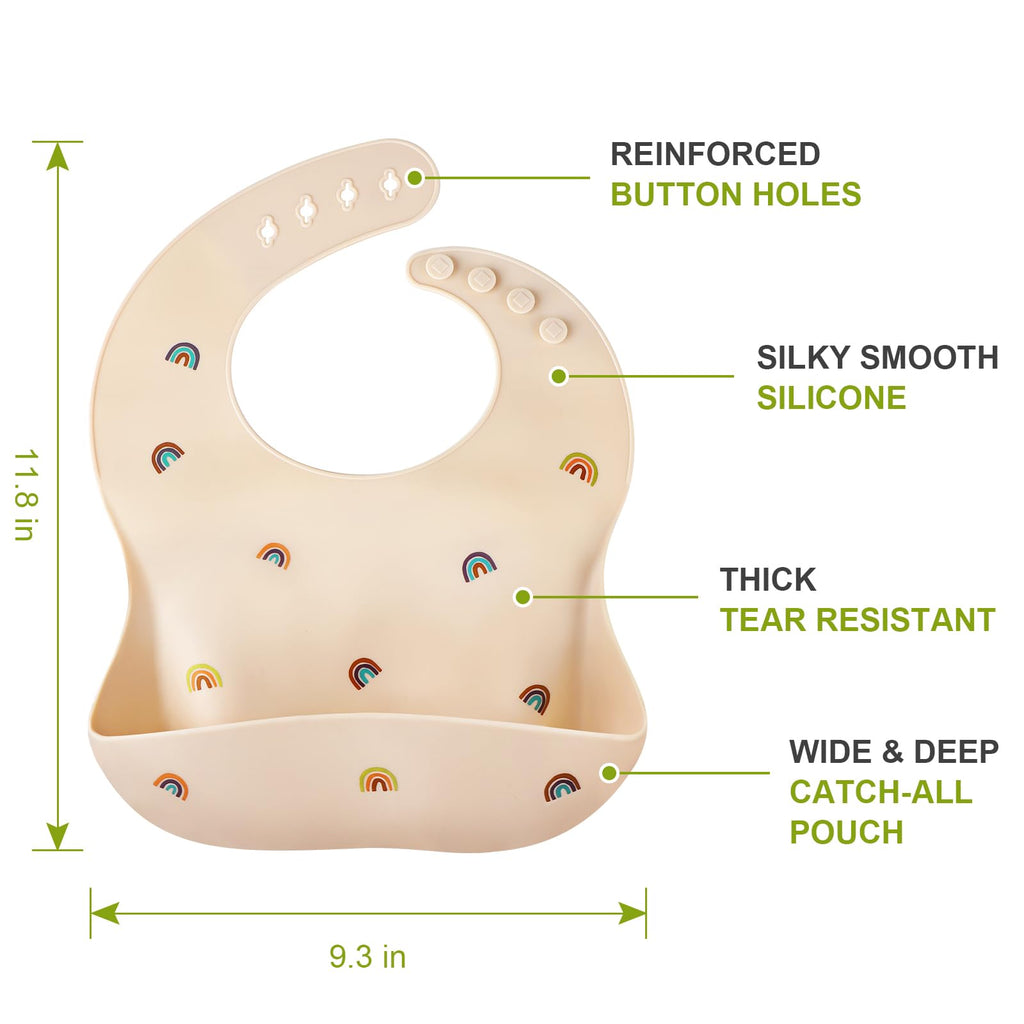 Accmor Silicone Baby Bibs, Waterproof Soft Bibs for Baby Girls Boys Feeding Eating, Silicone Baby Bibs with Large Pocket