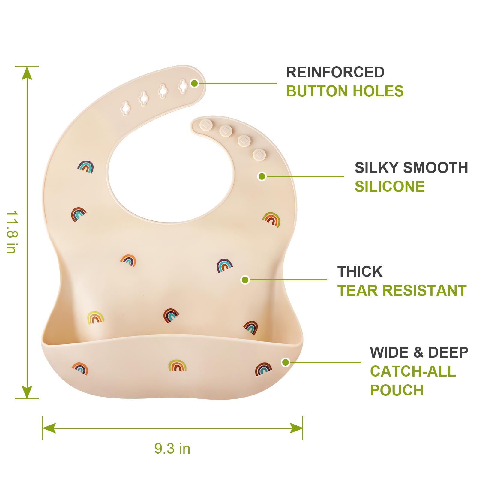 Accmor Silicone Baby Bibs, Waterproof Soft Bibs for Baby Girls Boys Feeding Eating, Silicone Baby Bibs with Large Pocket