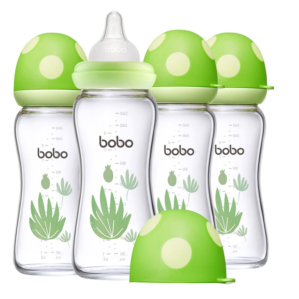 YOHKOH Natural Glass Baby Bottles, 8.8oz Red-A 4‑Pack