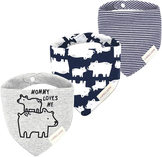 JN&LULU 3 Pack Newborn Baby Bibs Bandana Drool Bibs for Drooling Cotton Baby Gifts (Moon Star)
