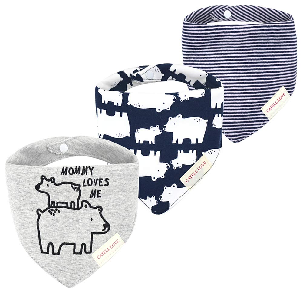 JN&LULU 3 Pack Newborn Baby Bibs Bandana Drool Bibs for Drooling Cotton Baby Gifts (Pink Rabbit)