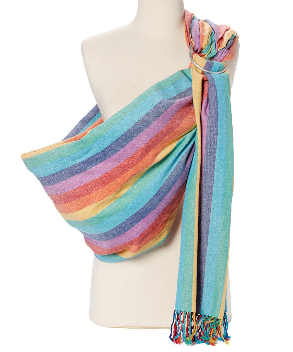 Hip Baby Wrap Ring Sling Carrier for Baby, 8-35 lbs - Summer Rainbow
