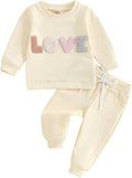 Fernvia Toddler Baby Girl Clothes 3 6 9 12 18 24 Months Fall Outfits Solid Long Sleeve Sweatshirt Tops + Pants Set