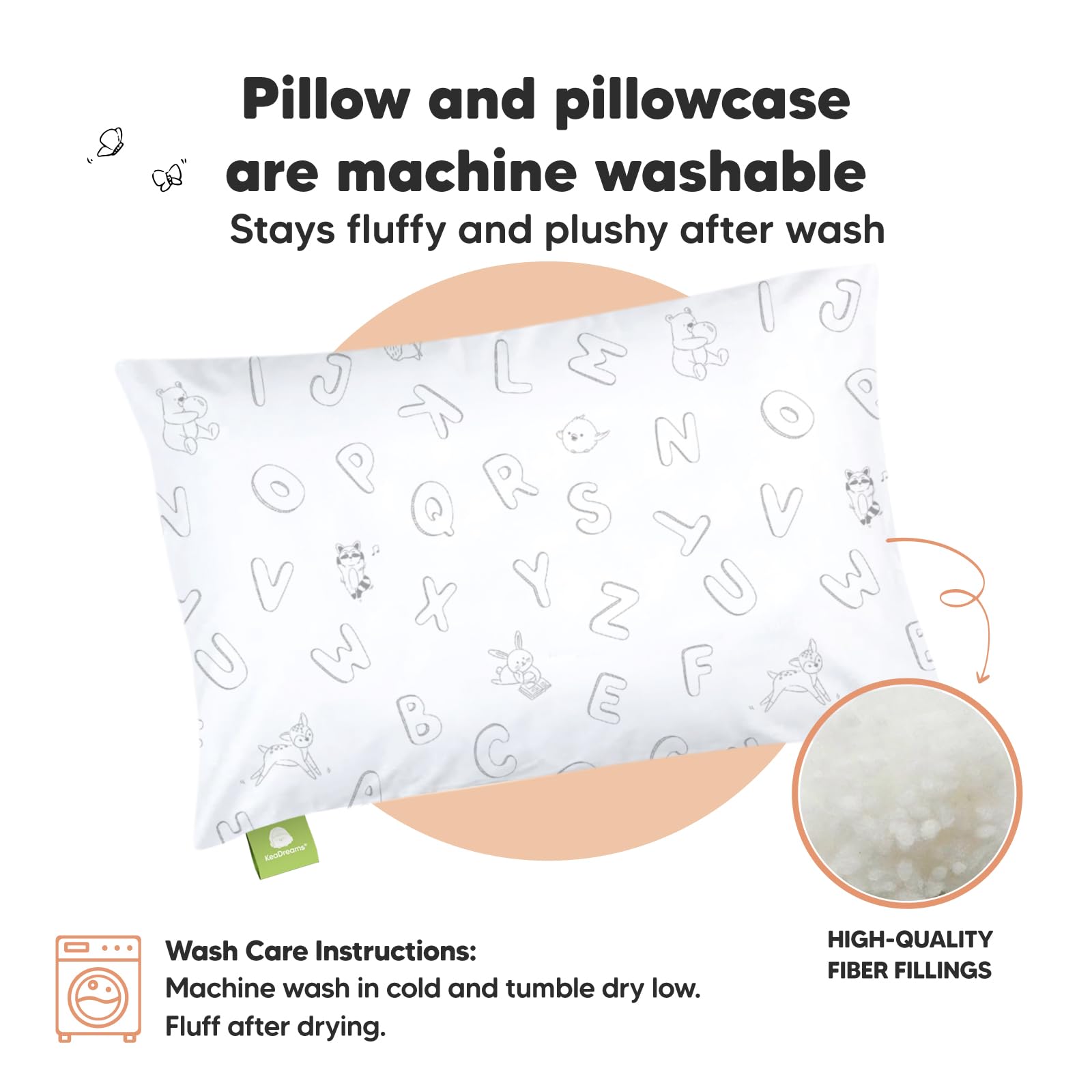 Toddler Pillow with Pillowcase, 13x18 My Little Dreamy Pillow (ABC Land)