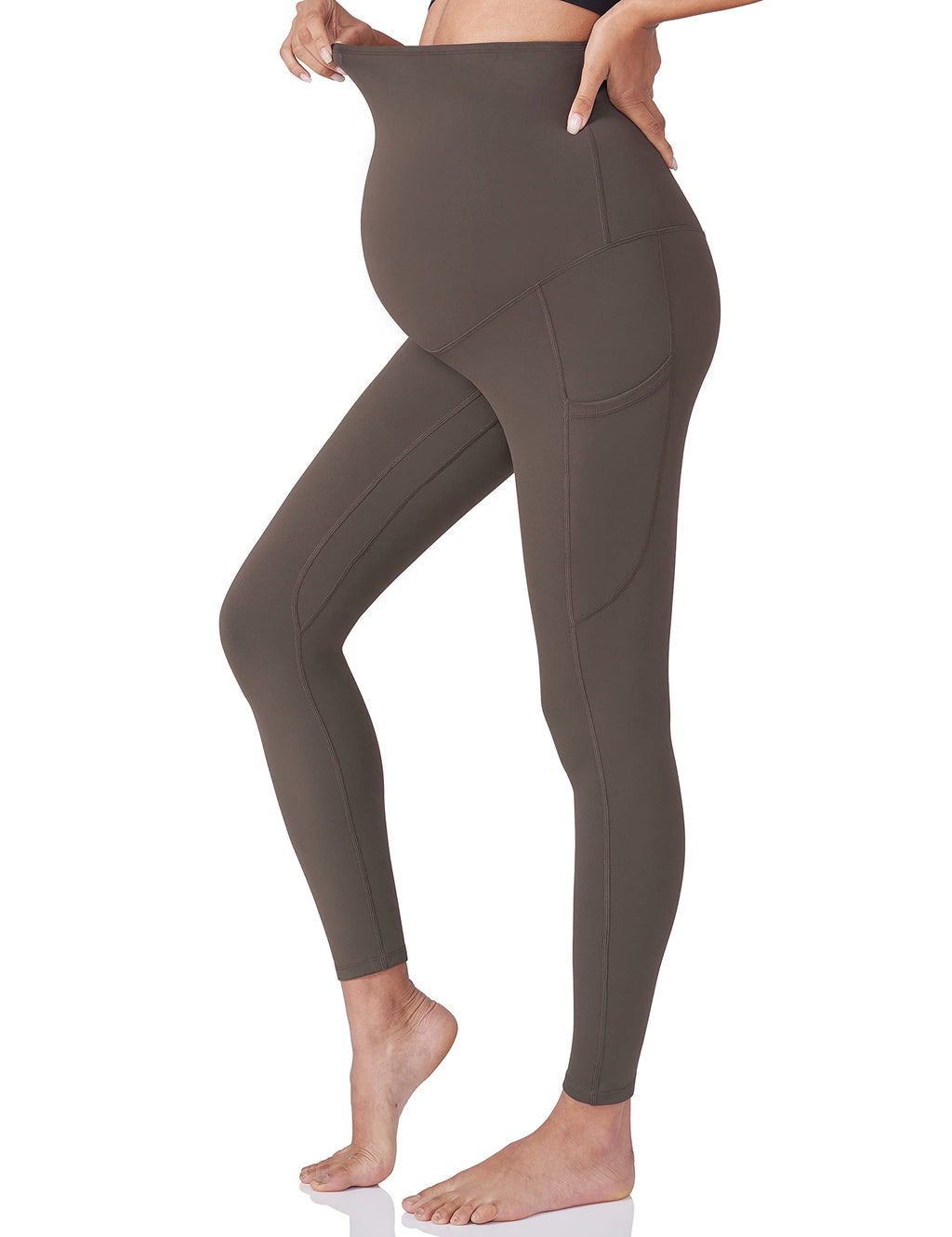 POSHDIVAH 3 Pack Women's Maternity Leggings, Black Grey Brown X-Large