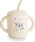 mushie x Bluey 100% Silicone Training Cup & Straw for Toddlers | 6 Months+ (Bluey Ivory)
