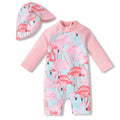 0-3 Months Newborn Infant Baby Girls One Piece Long Sleeve Swimsuit Flamingo Bathing Suit Swimwear Beach Wear Pink